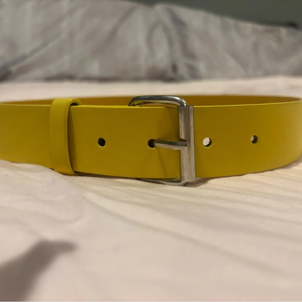 Bright Yellow Belt with Silver Buckle